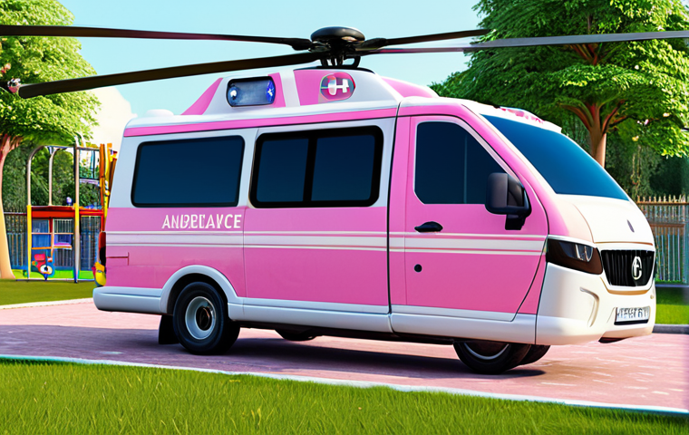 로보카폴리 컬러링북 - "Poli, the blue and white police car, smiling and waving to children in a park filled with families,...