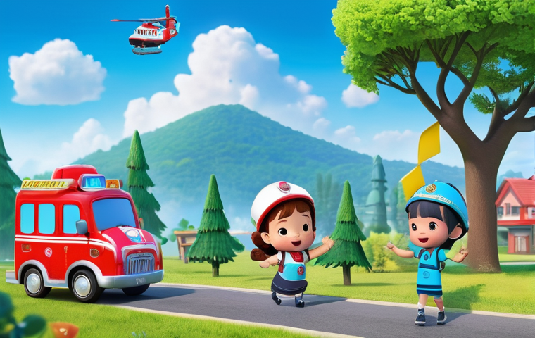 로보카폴리와 경쟁작 - **Robocar Poli Rescue Mission:** An animated scene featuring the heroic rescue team from "Robocar Po...