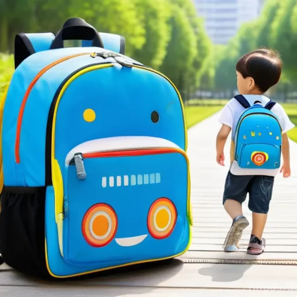 로보카폴리 가방 디자인 - **Prompt 1: Ergonomic and Comfortable Robocar Poli Backpack in a Park**
    A happy 5-year-old child...