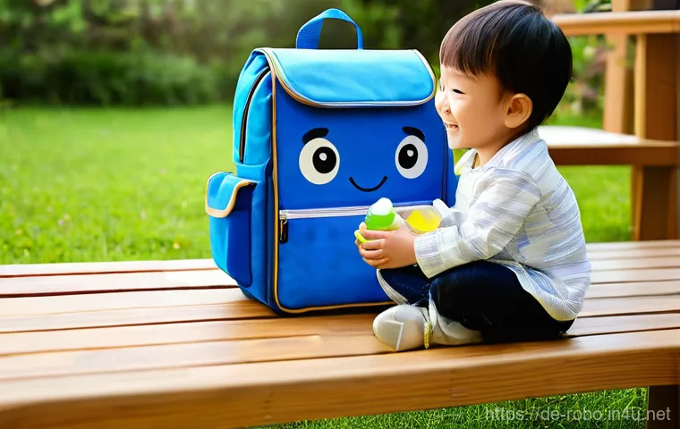 로보카폴리 가방 디자인 - **Prompt 2: Durable and Safe Robocar Poli Backpack for a Rainy Day Adventure**
    A determined 6-ye...