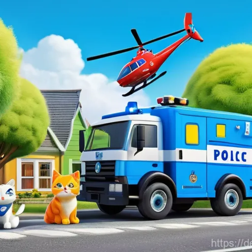 로보카폴리와 어린이 성장 과정 - **Prompt 1: Heroic Rescue in Brooms Town**
    An animated, highly detailed 3D illustration in a vib...