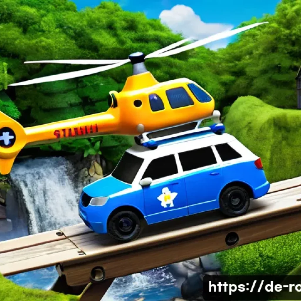 로보카폴리 캐릭터의 매력 - **Prompt: Teamwork in Action - The Bridge Rescue**
A dynamic and illustrative scene featuring th...