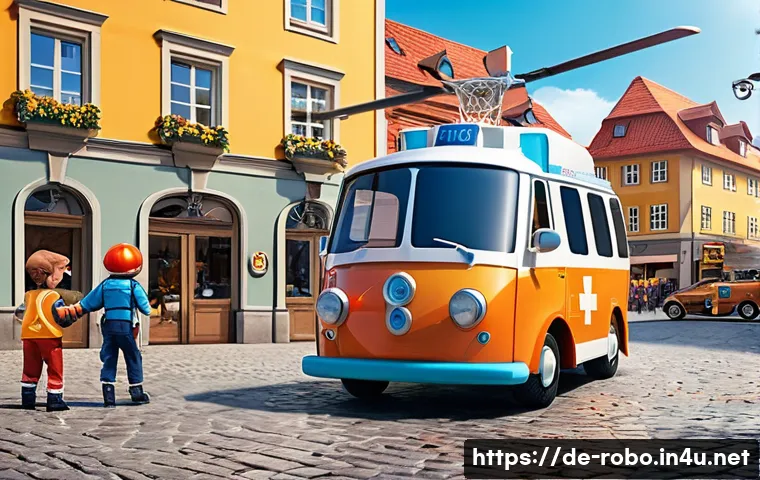로보카폴리의 팬아트 경연 - **Prompt:** A vivid, dynamic 3D illustration featuring Robocar Poli and his rescue team &ndash; Roy, Amber...