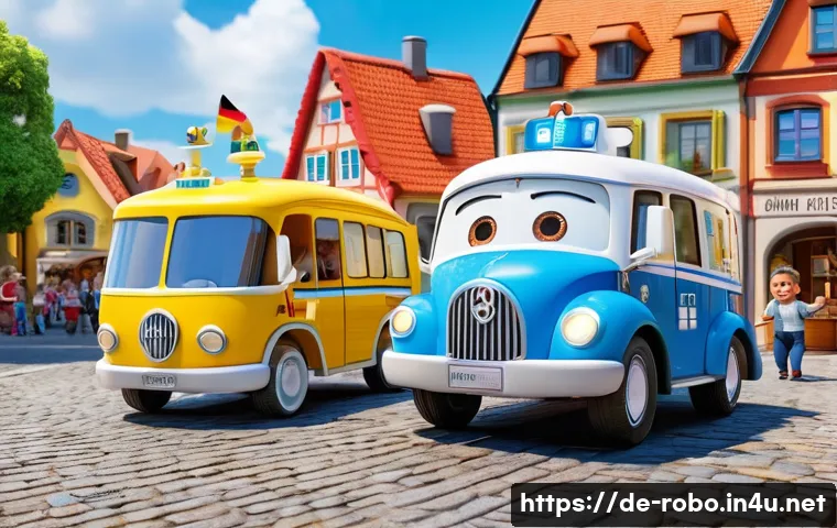 로보카폴리의 글로벌 성공 - A colorful, vibrant scene featuring the main Robocar Poli characters—Poli the police car, Roy the fi...