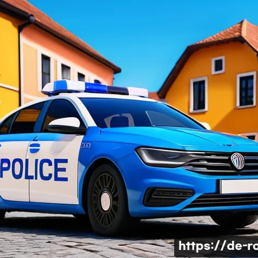 로보카폴리 캐릭터 분석 - A vibrant and detailed scene of a cheerful police car character named Poli, designed with bright blu...
