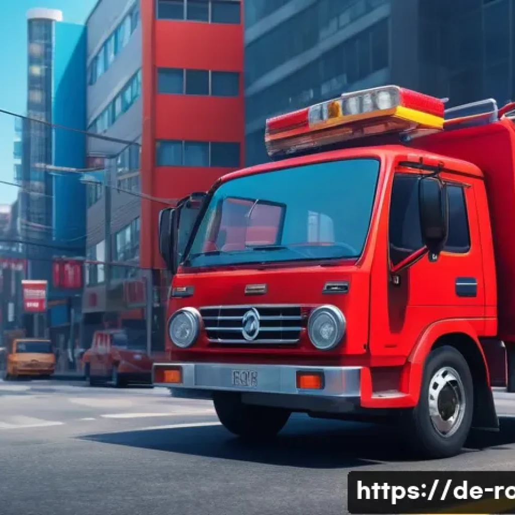 로보카폴리 연출 기법 - A vibrant animated scene featuring a red-colored rescue vehicle character symbolizing energy and cou...