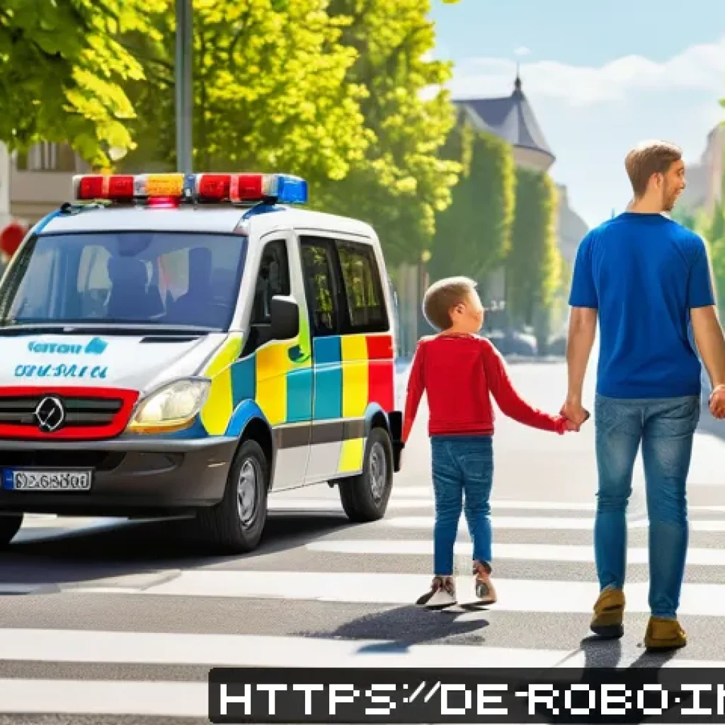 로보카폴리 애니메이션 리뷰 - A vibrant, colorful street scene featuring child-friendly anthropomorphic emergency vehicles resembl...