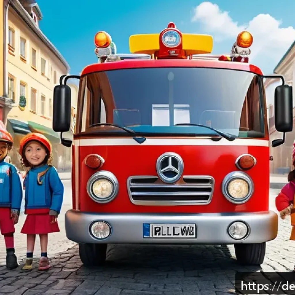 로보카폴리의 독특한 설정 - A vibrant and colorful scene featuring a group of anthropomorphic rescue vehicles designed as friend...