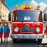 Home 22 로보카폴리의 독특한 설정 - A vibrant and colorful scene featuring a group of anthropomorphic rescue vehicles designed as friend...