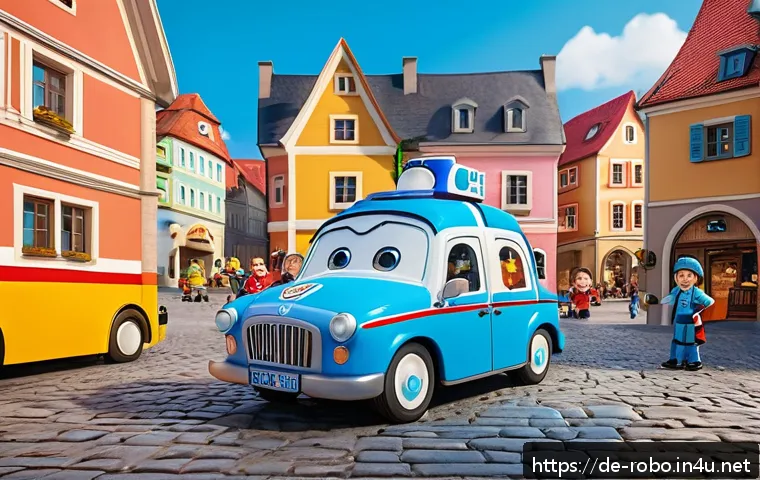 로보카폴리의 팬들에게 남긴 메시지 - A vibrant scene featuring the Robocar Poli team working together to solve a rescue mission in a busy...