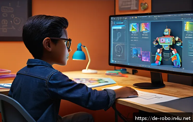 로보카폴리 제작비 이야기 - A detailed 3D character designer workspace showing an experienced artist meticulously sculpting a co...